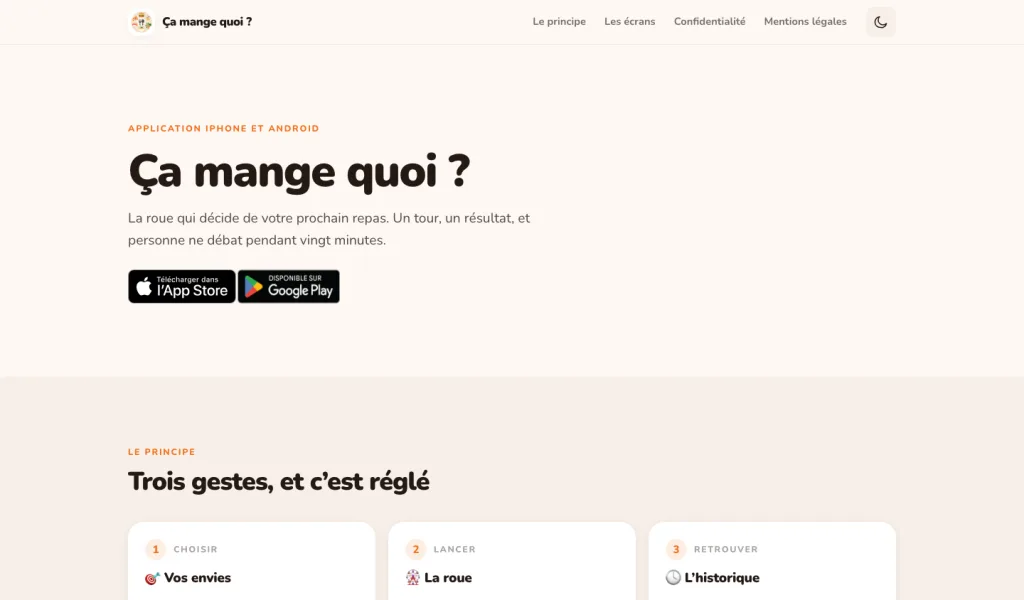 Site internet Ça mange quoi ? sur MacBook