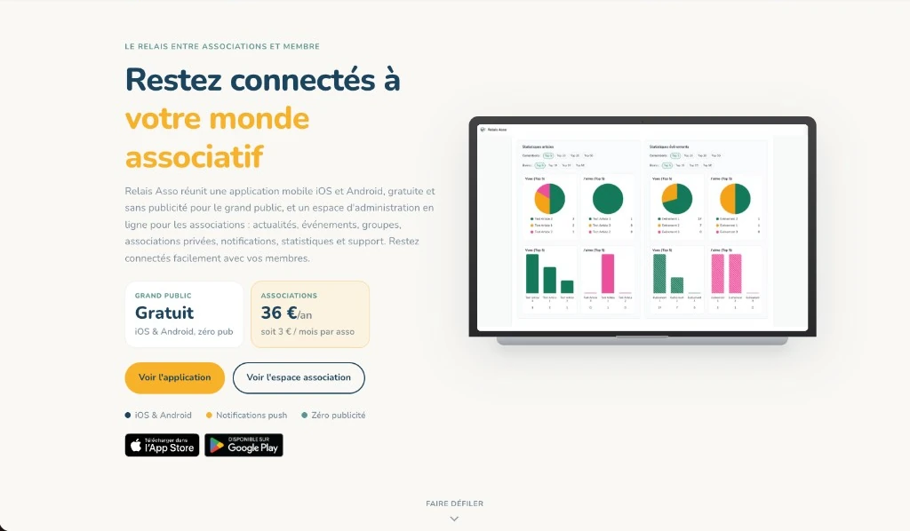 Site internet Relais Asso sur MacBook